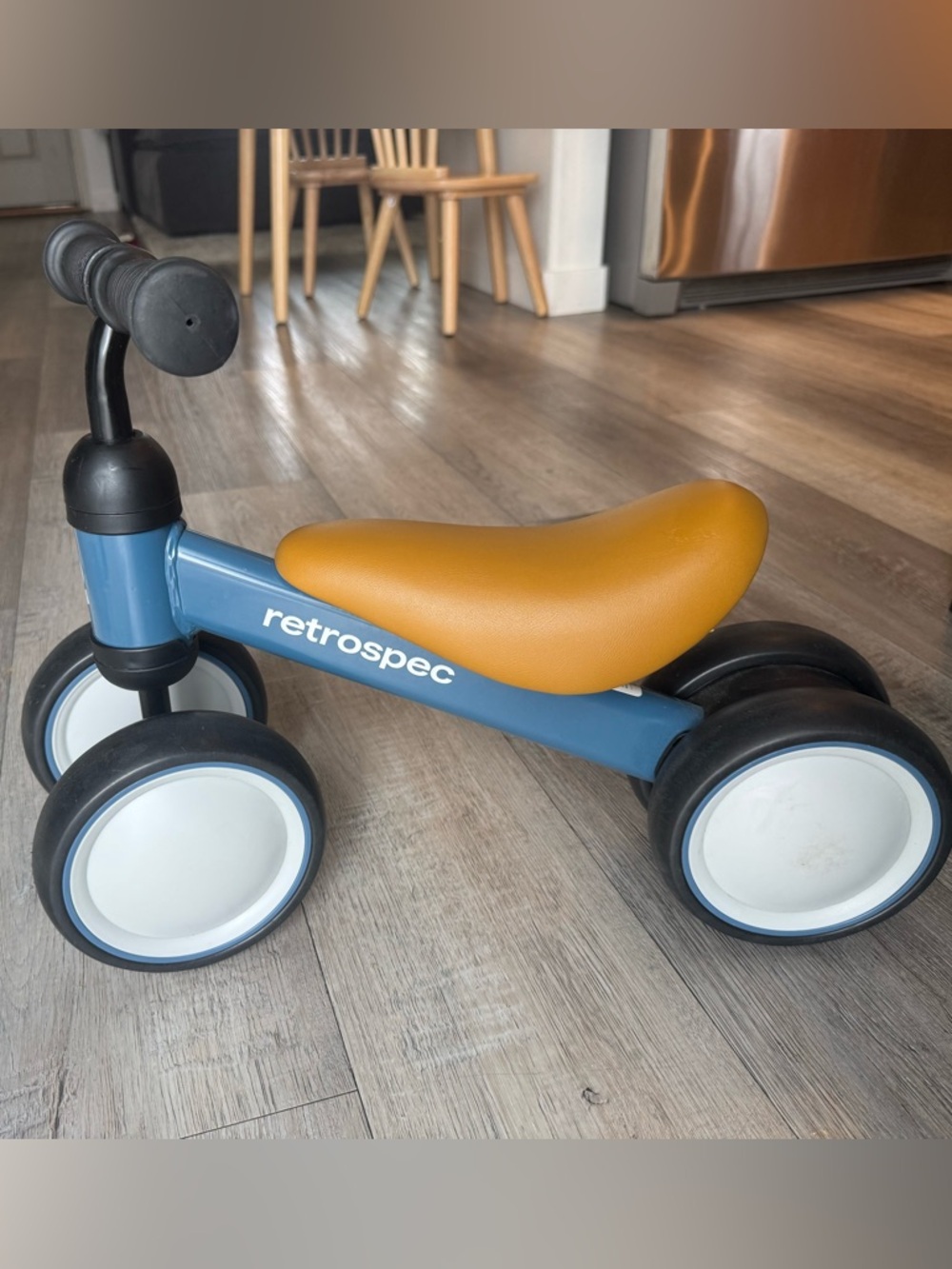Retrospec Kids Balance Bike - Blue Frame with Tan Seat